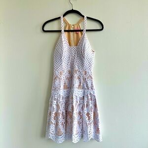 lilly pulitzer white crochet overlay ruffle summer dress size 0